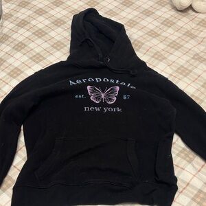 Aeropostale Black Hoodie with Purple Butterfly
